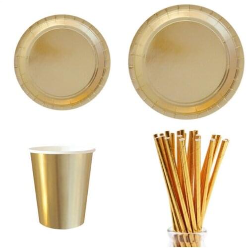 Disposable Party Tableware Sets With Paper Plates Cup Straws Cake Dessert Wrappers For Wedding Parties 57Pcs 3 Colors