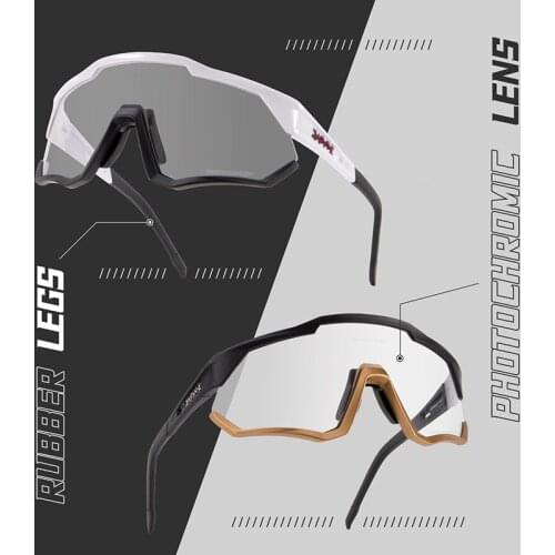 Kapvoe Photochromic Cycling Sunglasses Road Cycling Glasses Men Women Mountain Bike Eyewear Road Speed Bicycle Sports Goggles