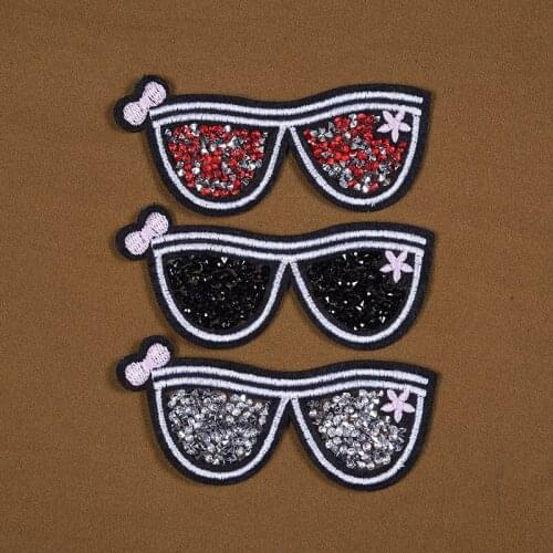 Iron on Patches for Clothing Rhinestone DIY Patch Applique Clothes Decoration Crystal cartoon sunglass