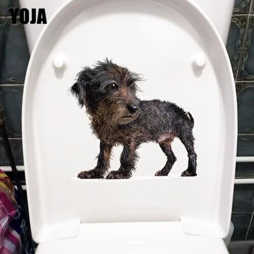 YOJA 23.5×22.2CM Cartoon Terrier Home Kids Bedroom Decoration Funny Animal Wall Sticker Toilet Decals T1-2929