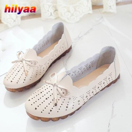 Woman Casual Flats PU Leather Beef Tendon bottom Carved Female Ladies Loafers Breathable Handmade Flats Soft Women Shoes 2020