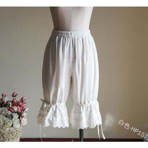 Women Lolita Bloomer Vintage White Pumpkin Elastic Shorts Lace Bubble Safety Under Pants