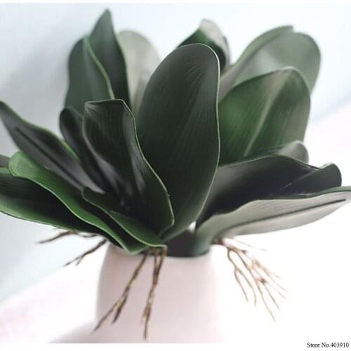 1pc real touch artificial plant phalaenopsis leaf PU plant decorative flower material auxiliary leaf home garden Christmas decor