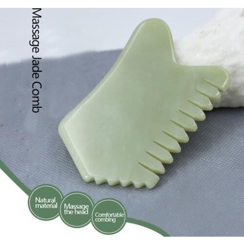 1PCS Natural Jade Stone Comb Guasha Gua Sha Board Comb Shape Massage Hand Massager Relaxation Comb Health Care