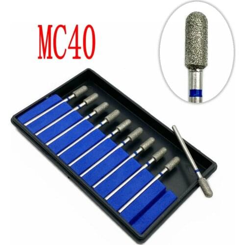 10pcs/set Dental Electroplated Diamond Point Polisher Dental HP Diamond Burs HP Rotary Bur Set Dental Lab Nail Drill Bits MC40