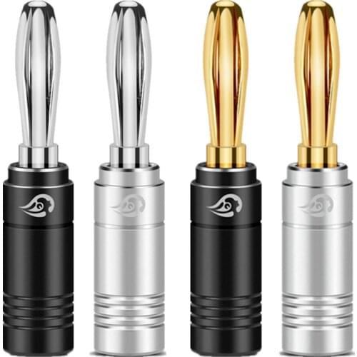 10PCS Speaker Jack Banana Plug Connector Gold Rhodium Plating Banana Speaker Cable Amplifier No Welding Audio Jack Adapter
