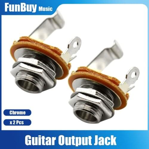 2pcs 1/4 inch 6.35Mm Stereo Input Jack Plug Socket Switchcraft 2-Conductor Mono Chassis Guitar Jack Guitar Parts & Accessories