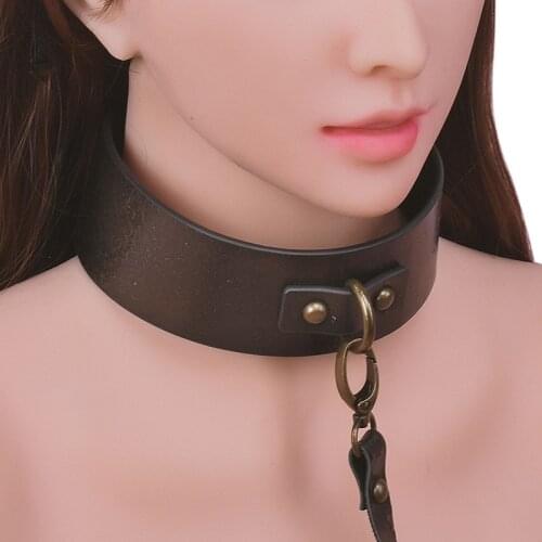 BDSM Bondage Erotic Leather Dog Collar Neck Restraint with Lead Chain Fetishs Adult Game Role Play Product Sex Toys For Couples