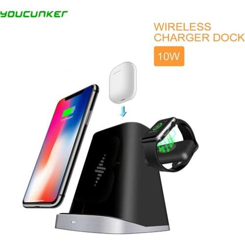 3 in1 Wireless Charger Stand For iPhone XsMax/Apple Watch/Airpods Changing Station Wireless Charger Dock Station for Apple Watch