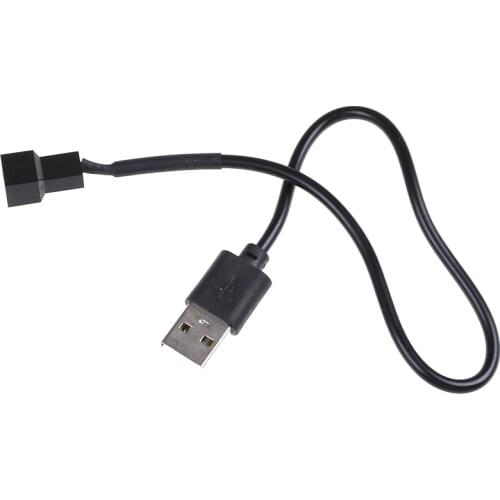 Black 32cm Adapter Cable USB 2.0 A Male To 3-Pin/4-Pin Connector Adapter Cable For 5V Computer PC Fan