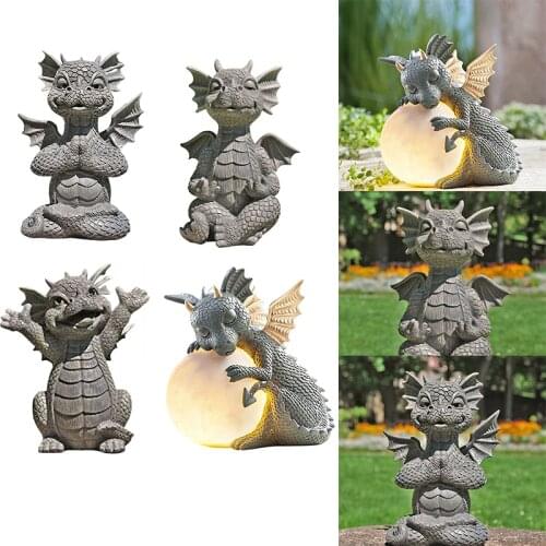 Baby Dragon Garden Sculpture Decoration Adorable Yoga Dragon Resin Statue Home Garden Outdoor Decoration Ornaments Giftware