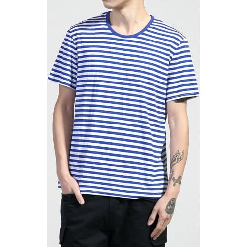T-Shirt Classic Navy Mens Striped S-6XL 5XL 2020 Summer Cotton Women TEE Shirts Short Sleeve shirt for Couple lovers #8816