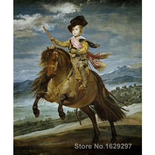 Art for sale Equestrian Portrait of Prince Balthasar Charles by Diego Velazquez canvas Handmade High quality