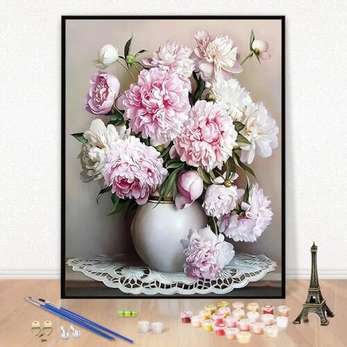 Oil Painting Flower In Vase Paintings by Numbers Acrylic Paint on Canvas DIY Colorings Pictures by Numbers Abstract Wall Art