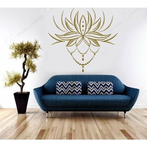 Beautiful Lotus Mandala Wall Sticke Vinyl Art Home Decoration Living Room Bedroom Yoga Studio Wall Decals Removable Mural S072