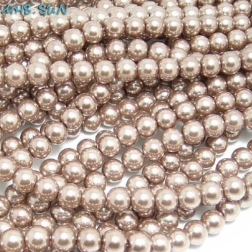 MHS.SUN 3mm-16mm Lt coffee color fake pearls loose glass imitation pearl round spacer beads for jewelry making art nail