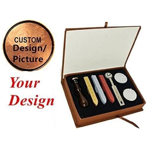MDLG New Vintage Custom Made Your Design Personalized Letter Picture Retro Invitation Wax Seal Stamp Wax Sticks SpoonGift BoxSet