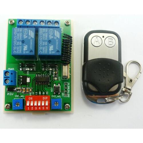 433m Dc 12v 2ch Multifunctional Wireless Rf Receiver Timing Delay Relay And High Power 2 Button Ev1527 Sc2262 Remote Control