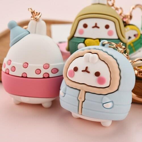 Korean Fashion Rabbit Keychains Cute Sweet Heart Bunny Car Key Chain Anime Girls Pendant Bag Keyring Lovely Animal Jewelry Gift