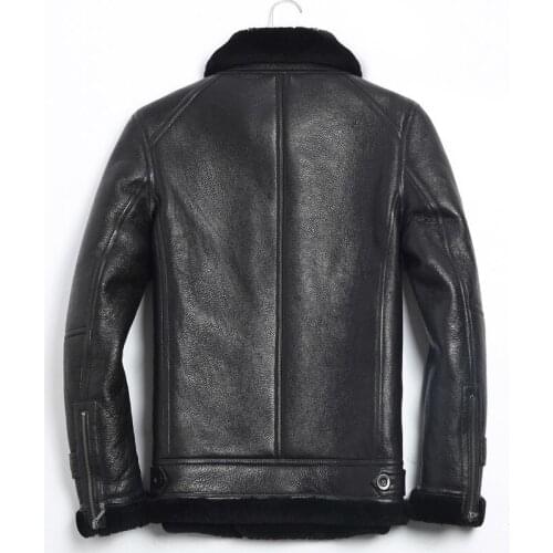 Men Real Winter Leather Jacket Mens Sheep Shearling Fur Coat Warm Wool Jackets Jaqueta De Couro 296-2 YY809