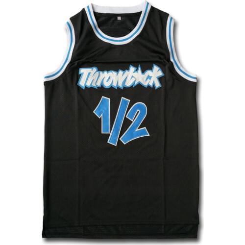 MENS THROWBACK #1/2 L.P. BLACK EMBROIDERY COLLEGE BASKETBALL JERSEY SIZE S -3XL