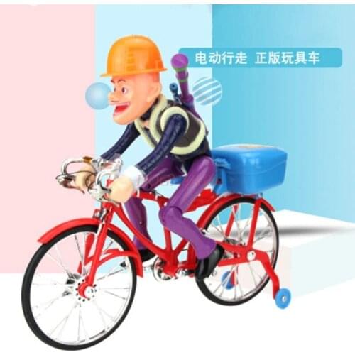 Music cycling plastic electronic toy Electric Toy Strong Electric Bald Children Educational Toys By Bike Light Music Cycling