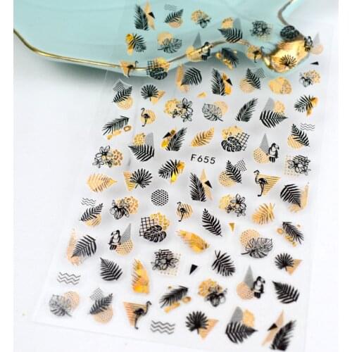 10PCS3DLeaf Nail Art Stickers Classic Letters Laser Gold Laser Silver Nail Art Decoration Applique Repair Accessories 10pcs