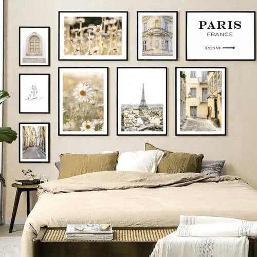 Paris Building Street Window Quite Daisy Wall Art Canvas Painting Nordic Posters And Prints Wall Pictures For Living Room Decor