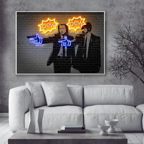 Movie Pulp Fiction Poster Wall Art Picture Street Graffiti Canvas Painting Mold Neon Prints Nordic Modern Living Room Home Decor