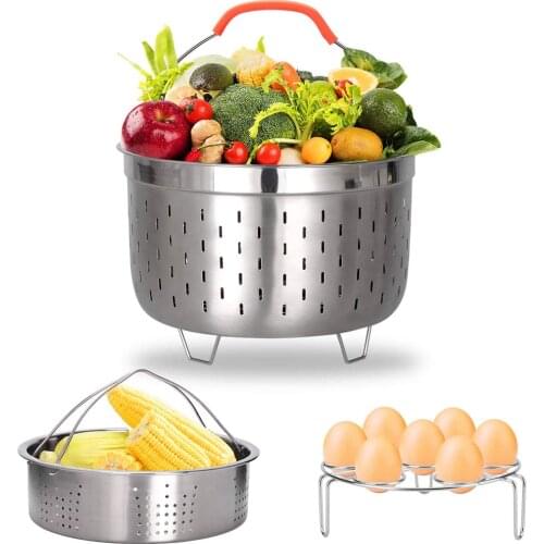 Stainless Steel Steamer Basket Compatible with Instant Pot Accessories with Egg Steamer Rack Trivet for 6/8Quart Pressure Cooker