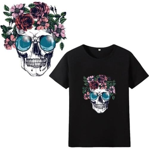 NEW Kids Skull Iron Patch For Clothes Stickers On T-shirt Thermal Transfer Vinyl For Clothes DIY Applique Heat Press