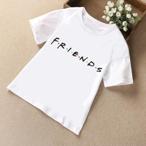 New Arrival Unisex Girls/boys T Shirt Funny 2019 Cute Friends Letter Print Boys T Shirts White O-Neck Comfortable T Shirt Kids