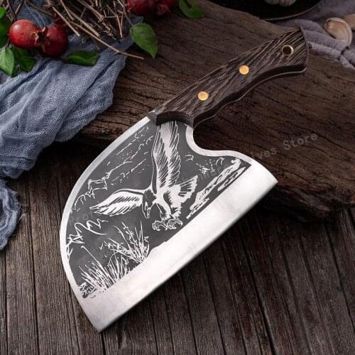 Hand-forged tiger pattern chopping knife Stainless steel butcher knife Meat cleaver Cooking knife Kitchen kitchen knife
