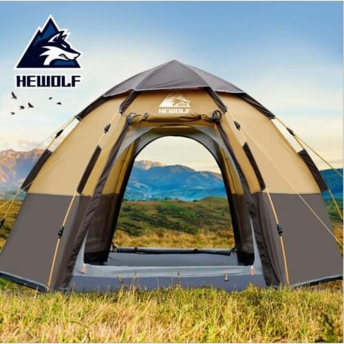 Hewolf Waterproof Tourist Tents 4 Person Outdoor Camping Double Layer One hall one bedroom 3 Seasons Hiking Camping Family Tent