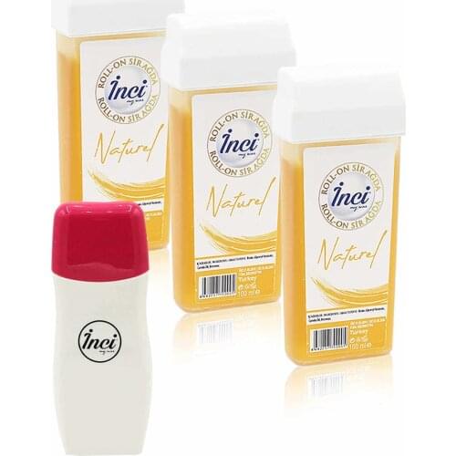 Pearl yellow cartridge roll on depilatory 3 PCs + roll on depilatory heating machine, filling in the network, depilation, sugar-free wax, hair removal, hair removal