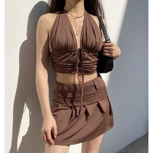 Sexy Womens Solid Pleated Waist Down Top Bottom Show Thin V-Neck Short Vest Sleeveless Bra Crop Top Female Summer Basic Camisol