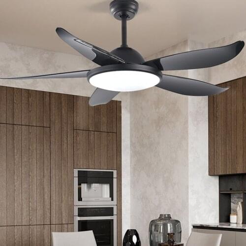 Northern Europe Modern Ceiling Fan Light with Light and Control Restaurant Living Room Light Luxury Five-Leaf 60 Inch Fan Lights