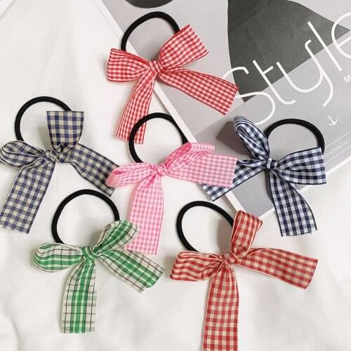 Color plaid hair rope headbands cute bow knot head band hair accessories for girls