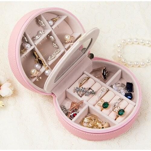 Jewelry Box Mini Stud Earrings Rings Useful Makeup Organizer with Zipper Portable Storage Display Travel Case Gift Boxes HJUEY