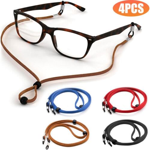 Colorful Leather Glasses Neck Strap String Rope Band 4 Colors 1Pcs New Leather Eyeglass Cord Adjustable End Glasses Holder