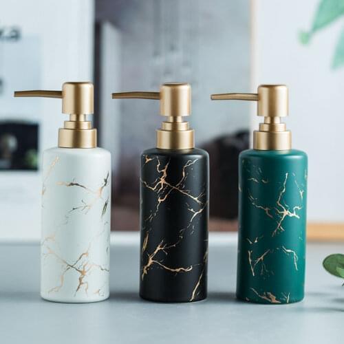 Modern Art Ceramic Bathroom Marble Pattern Lotion Bottle Home Hotel Shampoo Shower Gel Hand Soap Bottle 250ml Bathroom Ornaments