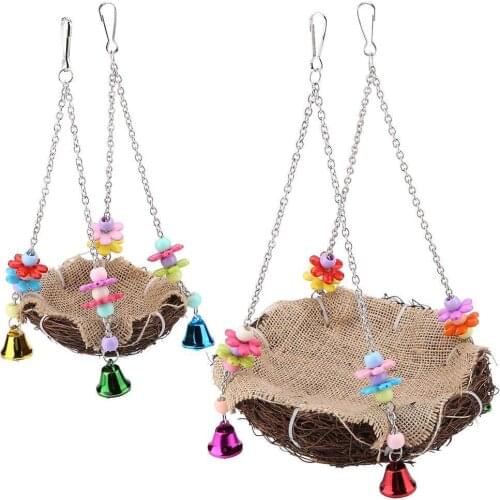 Nature 12/20cm Vintage Decoration Prop Bird Nest Bird Cage Natural Grass Egg Cage Hanging Parrot Nest Houses Pet Bedroom