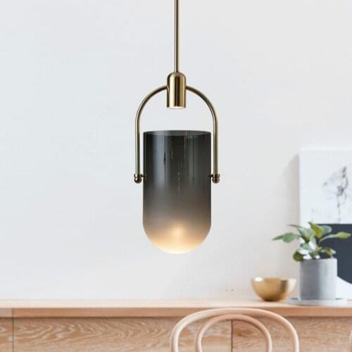 Showcase 1 Pcs Bucket Pendant Lamp spotlight For Dining Room Kitchen Led Strip Glass shade Pendant Light for Home Bar Lighting