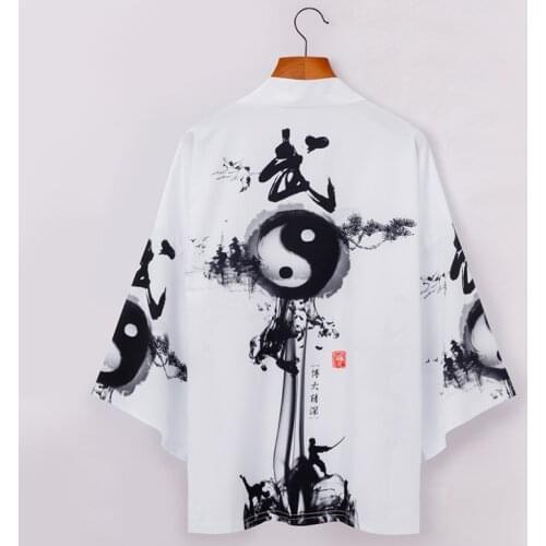 Yukata haori men Japanese kimono cardigan men samurai costume clothing kimono jacket mens kimono shirt yukata haori white