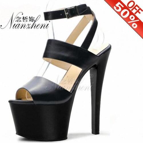 Womens 17cm sexy high heels performance Ankle Strap Nightclub shoes 7 inch princess transparent Dress dance crystal sandals