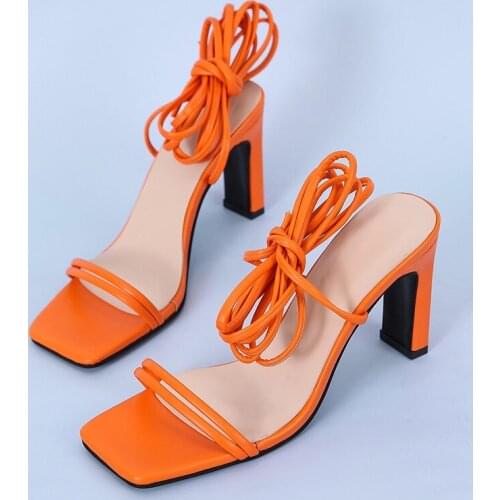 2021 Summer Women Shoes Gladiator Sandals High Heels Sandals Summer Party Dress Shoes Cross Strap Lace-up Pumps Sandalia Mujer