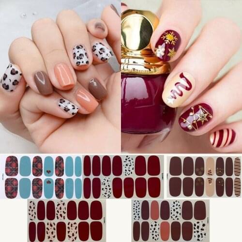 14Tips/Sheet Multicolor Decals Nail Art Stickers Lattice Design Full Wraps Waterproof Nail Strips DIY Manicure Decorations Woman