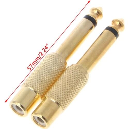 2 Pcs 6.35mm 1/4" Mono Male Jack To RCA Female Plug Audio Adapter Cable Converter Great Value