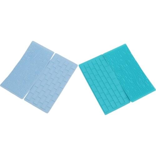 2PCs/ Set Texture Silicone Mold Of Tree Bark Brick Wall Silicone Mat Fondant Cake Decorating Tools Bakeware