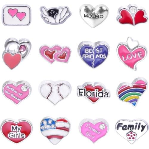 20Pcs Mix Styles Heart Love Floatings Charms Handmade Letter Mother Family Best Friend Pendant For Locket Necklaces Jewelry Diy